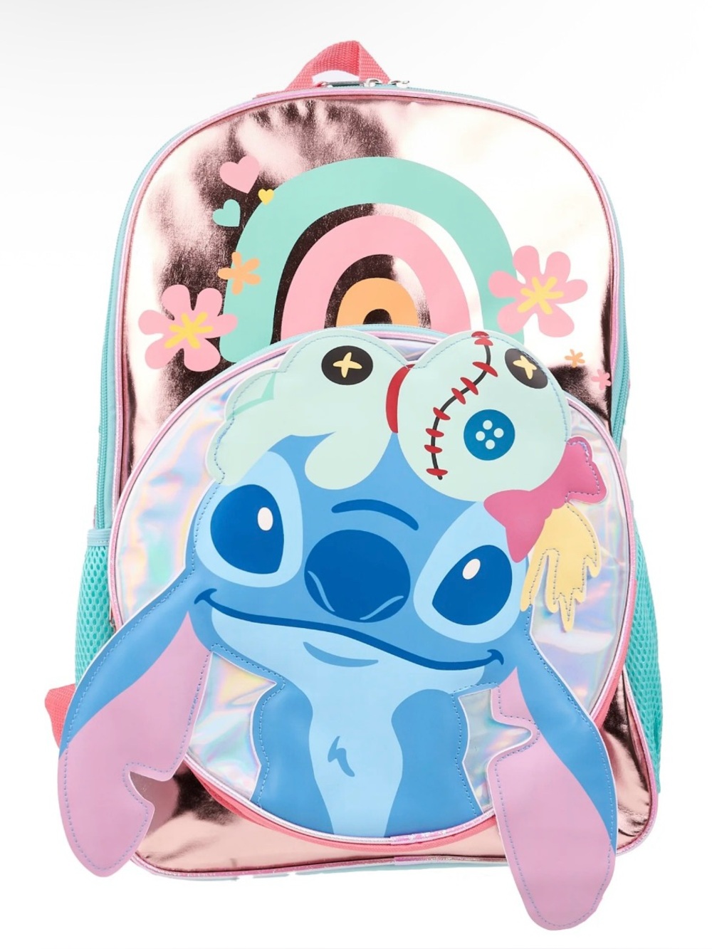 Bioworld Blue Stitch Kids Backpack with Pink and Teal Accents
